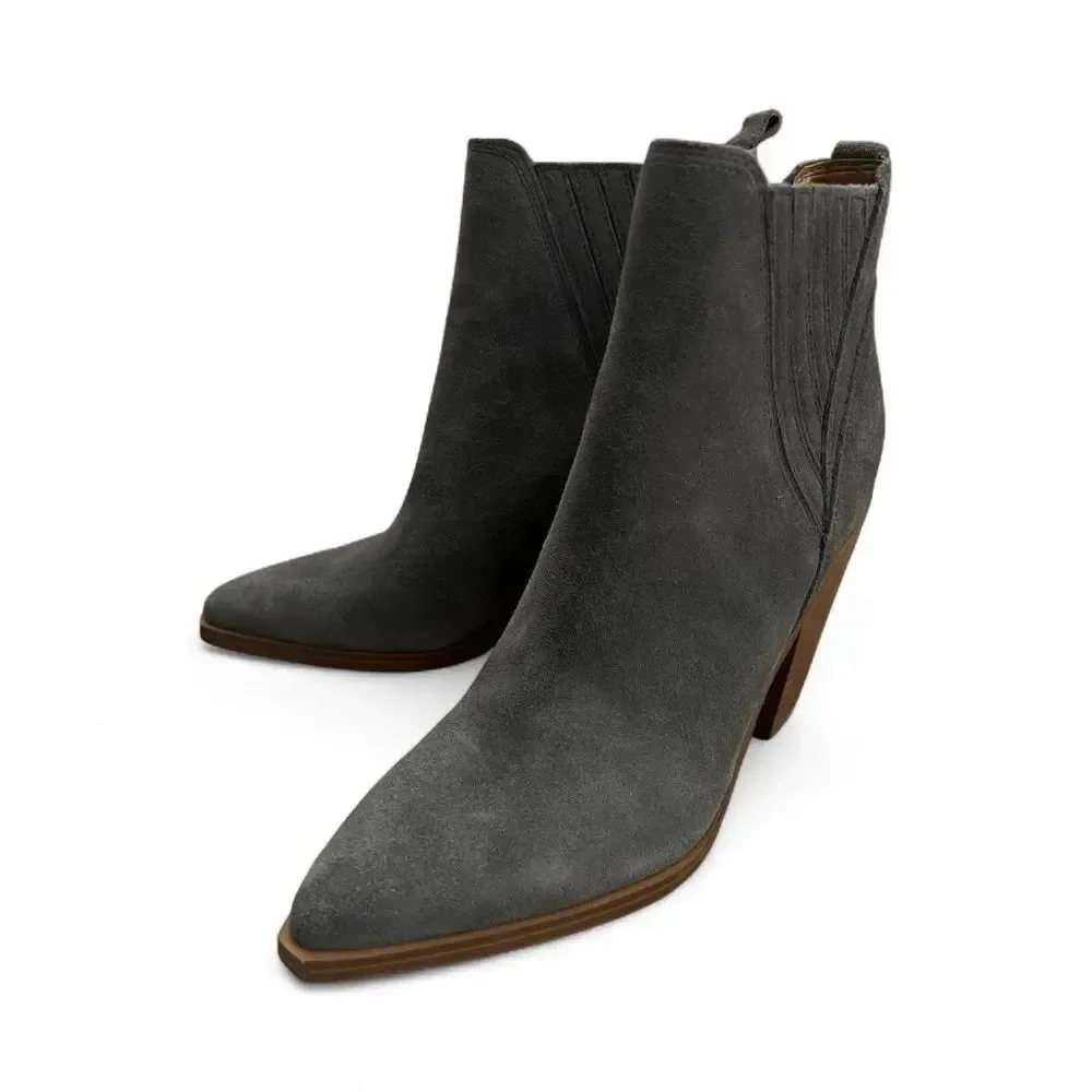 Marc Fisher Charcoal Gray Suede Ankle Booties
